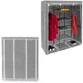 Relaxdays - 2 x Faltschrank valentin xxl, Stoffschrank, 2 Kleiderstangen, 9 Ablagen, Kleiderschrank, hbt 173x148x42,5cm, anthrazit