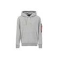 Hoodie ALPHA INDUSTRIES "Alpha Industries Men - Hoodies R Print Hoodie", Herren, Gr. 2XL, grau (grau heather), Obermaterial: 80% Baumwolle, 20% Polyester, regular fit, Sweatshirts