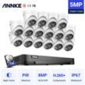 16CH 5MP Super hd Videosicherheitssystem H.265+ 8MP dvr mit 16PCS 5MP wetterfesten Überwachungskameras Kits PIR-Erkennung - mit 1TB Festplatte - Annke