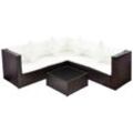 4-tlg. Garten-Lounge-Set mit Kissen Poly-Rattan Braun Vidaxl