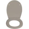 Wenko - WC-Sitz Vorno Neo Taupe, aus antibakteriellem, stabilem Duroplast, Braun, Duroplast taupe , Edelstahl rostfrei silber matt - braun