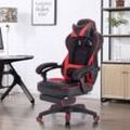 Gaming Stuhl, Ergonomischer Computerstuhl mit Lendenkissen, Höhenverstellbarer Drehstuhl, Bürostuhl mit Fußstütze & Große Rückenlehne & Sitzfläche,