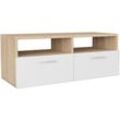 TV-Schrank Holzwerkstoff 95x35x36 cm Eiche und Weiß Vidaxl