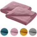 Wometo - 2er Set Babydecken Strickdecken oeko-tex im Wolle-Look - rosa 70x100 für Jungen und Mädchen rosa