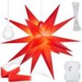 Kesser - Leuchtstern 3D led Weihnachtsstern mit Timer für innen und außen Adventsstern Beleuchtet hängend Stern + Warmweiß Licht Rot / mit Timer /