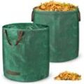 Uisebrt - 2x Gartenabfallsack mit Griffen Gartensack 272L Laubsack Gartensäcke Doppelter Boden, Faltbar Robust Wasserabweisend und Selbststehend