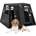 Hundebox Auto, doppelte Hundetransportbox, Kofferraum, abgeschrägt, Trennwand, hbt: 64 x 90 x 82 cm, schwarz - Relaxdays