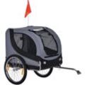 Hundeanhänger Fahrradanhänger Hundetransporter Hunde Fahrrad Anhänger Grau+Schwarz 130 x 73 x 90 cm - Pawhut