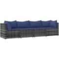 Vidaxl - 4-tlg. Garten-Lounge-Set mit Kissen Grau Poly Rattan