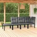 4-tlg. Garten-Lounge-Set Gartenmöbel Set Sitzgruppe Essgruppe Schwarz und Grau Poly Rattan DE53039