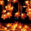 Herbstgirlande, 3 m, 20 LEDs, Ahornblatt-Lichterkette, Herbstdekoration, batteriebetriebene Lichterkette, geeignet für Weihnachts- und