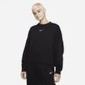 Nike Sportswear Collection Essentials extragroßes Fleece-Rundhals-Sweatshirt für Damen - Schwarz