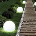 3x led Solar Außen Steck Lampen Garten Erdspieß Kugel Rasen Leuchten weiß