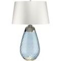 Elstead - Lena 2 Light Large Blue Tischlampe mit cremefarbenem Schirm, blau getöntem Glas, cremefarbenem Schirm, E27