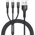 Multi-USB-Kabel, 3-in-1-Multi-USB-Ladekabel aus Nylon geflochten mit Micro-USB-Typ-C-Anschlüssen für Samsung Galaxy S10/S9/S8, Huawei p30/P20, Honor,