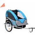 2-in-1 Fahrradanhänger und Kinderwagen Blau und Grau Vidaxl