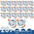 20er led Einbaustrahler Deckeneinbauleuchte Set Einbauleuchte Deckenleuchte Einbauspot Deckenspot IP20 245LM Strahler Kaltweiß 3W - Swanew