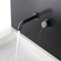 Wandmontierter Waschbecken-Wasserhahn, Einhand-Badezimmer-Wasserhahn aus Messing, mattschwarz