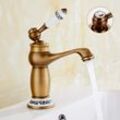 Retro-Badezimmer-Wasserhahn, Einhebel-Waschtischarmatur, Messing-Keramik-Waschbecken, Retro-Waschtischmischer, heißes und kaltes Wasser für Küche,