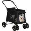 PawHut Hundewagen, faltbarer Hundebuggy, Hundetrolley mit Kissen, Katzenbuggy bis 20 kg, Katzenwagen für kleine und mittelgroße Hunde mit