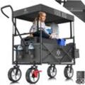 KESSER® Bollerwagen faltbar mit Dach Handwagen Transportkarre Gerätewagen inkl. 2 Netztaschen und Einer Außentasche klappbar Vollgummi-Reifen