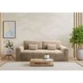 Schlafsofa Designersofa Sofa 3-Sitzer gwen in Stoff Vito Beige