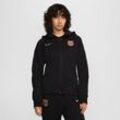 FC Barcelona Tech Fleece Windrunner Nike Fußball-Hoodie mit durchgehendem Reißverschluss für Damen - Schwarz