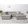 Ecksofa HOME AFFAIRE "Alberto L-Form", grau (hellgrau), B:272cm H:73cm T:226cm, Luxus-Microfaser Lederoptik (100% Polyester), Luxus-Microfaser weich (9)0% Polyester / 10% Polyamid, Luxus-Microfaser Vintageoptik (100% Polyester), Microfaser Antiklederoptik (100% Polyester), Sofas, mit Kopfteilverstellung, wahlweise mit Bettfunktion, Topseller