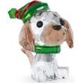 Dekofigur SWAROVSKI "Kristallfigur Hund Holiday Cheers Beagle, 5625856" Dekofiguren Gr. B/H/T: 3,8cm x 4,1cm x 2,8cm, bunt (grün-braun-rot-schwarz-kristallweiß) Swarovski Kristall