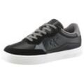 Plateausneaker CALVIN KLEIN JEANS "CLASSIC CUPSOLE MG WMM", Herren, Gr. 40, schwarz (schwarz, grau), Leder, Lederimitat, unifarben mit Farbeinsatz, sportlich, Schuhe, Freizeitschuh, Halbschuh, Schnürschuh mit seitlichem CK-Logo