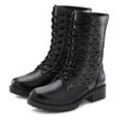 Stiefelette LASCANA Gr. 38, schwarz, Damen, Obermaterial: 100% Lederimitat. Futter: 100% Textilmaterial. Decksohle: 100% Textilmaterial. Laufsohle: 100% Synthetik, mehrfarbig, bedruckt, Schuhe, mit modischem Druck, Stiefel, Boots VEGAN