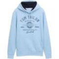 TOM TAILOR Herren Hoodie Sweatshirt mit Logo-Print, blau, Logo Print, Gr. XXL