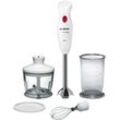 BOSCH Stabmixer "CleverMixx MSM24500, Edelst. Mixfuß, Zerkleinerer, Schneebesen, weiß", 4 Klingen, Mixbecher, Made in Europe, Mixer, rot (weiß, deep rot)H:37,5cm