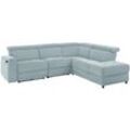 Ecksofa HOME AFFAIRE "Sentrano, L-Form", blau (eisblau), B:273cm H:82cm T:217cm, NaturLEDER/Kunstleder (Das Leder hat eine Dicke von 0, 9-1, 0 mm), Kunstleder, Webstoff (95% Polyester, 5% Nylon), , Sofas, 273 cm, man. o. elektr. Relaxfunktion und USB/Kopfverstellung