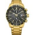 Chronograph CITIZEN, gold (goldfarben), Armbanduhren, Herren, Quarzuhr,Armbanduhr,Herrenuhr, bis 10bar wasserdicht, Edelstahlarmband