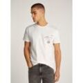 T-Shirt TOMMY JEANS "TJM REG SIGN CITY TEE EXT" Gr. L, beige (ecru) Herren Shirts mit großem Logo am Rücken