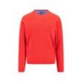 Strickpullover FYNCH-HATTON, Herren, Gr. 4XL, rot (poppy rot), Strick, Obermaterial: 100% Baumwolle, Strukturmuster, casual, regular fit taillenbedeckt, Rundhals, Langarm Rippbündchen, Pullover, mit Logo Stickerei