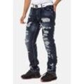 5-Pocket-Jeans CIPO & BAXX "Jeans" Gr. 29, Länge 32, blau (dunkelblau) Herren Jeans im Destroyed Look