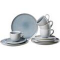 Kaffeeservice RITZENHOFF & BREKER "Geschirr-Set, Service Skagen Stone" Geschirr-Sets Gr. 12 tlg., blau (graublau) Reaktivglasur, 12 Teile, für 4 Personen