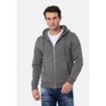 Sweatjacke CIPO & BAXX "Jacken", Herren, Gr. L, grau (anthrazit), 70% Baumwolle;30% Polyester, unifarben, Basic, regular fit normal, Langarm, Sweatjacken, mit Kapuze, CL556