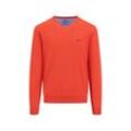 Strickpullover FYNCH-HATTON, Herren, Gr. 4XL, rot (poppy rot), Strick, Obermaterial: 100% Baumwolle, unifarben, casual, regular fit, V-Ausschnitt, Langarm Bündchen, Pullover, mit Logo auf der Brust