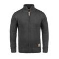 Strickjacke SOLID "Strickjacke SDPoul", Herren, Gr. L, grau (dar grau m), Grobstrick, Obermaterial: 50% Baumwolle CO. 50% Polyacryl PAN., unifarben, casual, Strickjacken