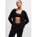 Sweatjacke HUGO UNDERWEAR "SPORTY LOGO_JACKET" Gr. M, schwarz (schwarz 001), Damen, Sweatware, Obermaterial: 66% Baumwolle, 30% Polyester, 4% Elasthan, Sweatjacken, mit Kordel