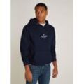 Hoodie TOMMY HILFIGER, Herren, Gr. L, blau (desert sky), Sweatware, Obermaterial: 60% Baumwolle, 40% Polyester, unifarben, casual, bequem hüftlang, Langarm Rippbündchen, Sweatshirts, mit Logodruck