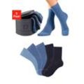 Socken ELBSAND Gr. 35-38, blau (2x marine, 2x jeans meliert, 1x hell meliert) Damen Socken verpackt in praktischer Metalldose