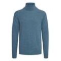 Strickpullover CASUAL FRIDAY "Strickrollkragenpull CFKarl", Herren, Gr. L, blau (true navy melange), Feinstrick, Obermaterial: 80% Wolle WO. 20% Polyamid PA., unifarben, casual, normal, Langarm, Pullover