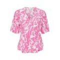 Kurzarmbluse ICHI "Kurzarmbluse IHRegine" Gr. 34, pink (super pink) Damen Blusen