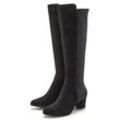 Stiefel LASCANA Gr. 41, schwarz Damen Schuhe mit Stretcheinsatz und Langschaft, Stiefelette, Langer Stiefel VEGAN