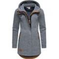 Sweatjacke RAGWEAR "Letty Intl." Gr. M (38), blau, Damen, Sweatware, 70% Baumwolle, 30% Polyester, Sweatjacken, Sportliche Kapuzenjacke mit Kunstleder-Elementen