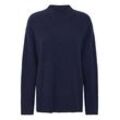 Strickpullover PULZ JEANS "Strickpullover PZASTRA Turtleneck Pullover", Damen, Gr. L, blau (schwarz sapphire melange), Web, Obermaterial: 30% Wolle WO. 30% Polyacryl PAN. 22% Nylon NY. 15% Alpaka WP. 3% Elasthan EL., unifarben, Basic, normal, ohne Ausschnitt, Langarm, Pullover